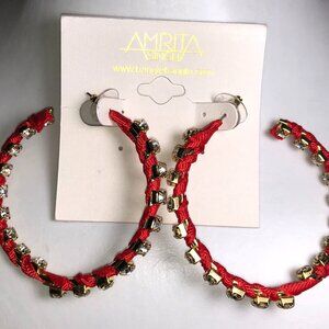 Amrita Red & Gold Crystal Hoop Earrings